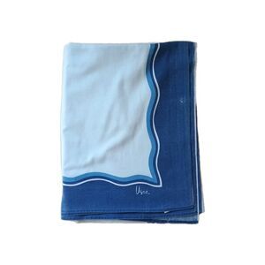 Vintage VERA Neumann Cotton Tablecloth 51" X 67" Blue